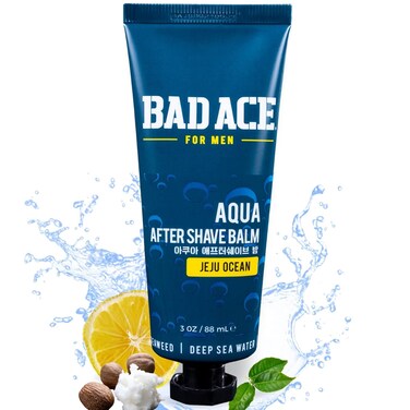 BAD ACE Aqua After Shave Balm For Men, Korean Skin Care, Men's Post Shave Lotion, Calms &amp; Soothes Skin from Redness, Irritation &amp; Razor Burn, Jeju Ocean (3 oz)