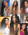 Faux Locs Crochet Hair- 24 Inches (6+2) Packs Pre Looped Natural Black+ Ombre Golden 112 Strands Synthetic Hair Extensions, Soft Goddess Locs Braids with Long Deep Wave Curly Ends(24"-8 Packs,1B+T27)