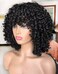 ANNIVIA Curly Afro Wig with Bangs Short Kinky Curly Wigs for Black Women Synthetic Fiber Soft Hair Short Curly Afro Wig (Black)