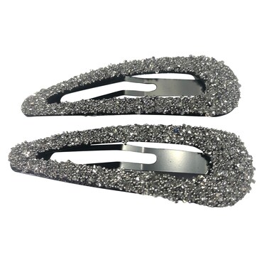 3.15" Bling Snap Clips Black Metal Hair Clips long Hair Barrettes Hair Pins Hair Slide Stylish for Women Girl,2 Pack (Grey)
