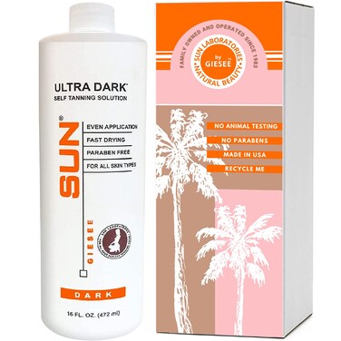 Sun Laboratories By Giesee Ultra Dark Spray Tan Solution 16 oz - Professional Spray Tan, Sun Tanning Lotion, Fake Tan, Airbrush Tanning Machine, Non-Toxic Self Tanner, Spray Tan Kit