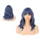 Short Curly Hair Wig with Bangs Synthetic High Density Shoulder Length Bob Wavy Wig for Women One Piece Heat Resistant Fluffy Cosplay Wig(Blue, 14inch)