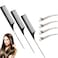 3 Pcs Rat Tail Combs Carbon Fiber Teasing Combs with Stainless Steel Pintail Heat Resistant with 6 Pcs Metal Alligator Curl Clips(Black)