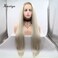 Xiweiya Ombre long blonde silky straight synthetic lace front wigs with Light Roots for women, Drag Queen with Heat Resistant Fiber Hair Replacement Wig Side Part 22 inch
