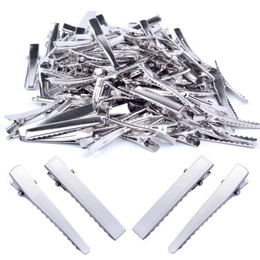 BronaGrand 100pcs Silver 4.5cm Long Alligator Hair Clip with Teeth for Arts &amp; Crafts Projects, Dry Hanging Clothing, Office Paper Document Organization,Hair Care