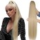 Straight Ponytail Extensions Blonde Highlights Drawsting Long Ponytail Clip in Hairpiece Synthetic Ponytail Hair Extensions for Black Women（32 Inch MT27/613, 6.70OZ）