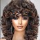 Afro Curly Wigs for Black Women Short Ombre Brown Wig Soft Big Bouncy Fluffy Curls Afro Synthetic Wigs for Daily Party Use(Ombre Brown,14Inch)