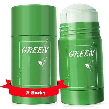 Green Tea Clay Stick Mask For Skin Care,Deep Cleanse,Blackhead Remover,Moisturizes Oil Control Face Mask,Skin Detoxifying Face Stick Mask for all Skin Types,Green Stick Mask (2 Pack)