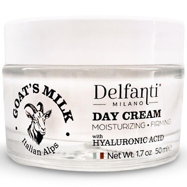 Delfanti-Milano &bull; GOAT'S MILK with HYALURONIC ACID Moisturizing and Firming DAY CREAM &bull; Face and Neck Moisturizer &bull; Made in Italy