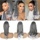 Grey Drawstring Ponytail Salt and Pepper Pony Tails Hair Extensions for Black Women 18inch Synthetic Curly Ponytails Extension Clip in on Hair Pieces for Women