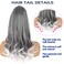 Grey Drawstring Ponytail Salt and Pepper Pony Tails Hair Extensions for Black Women 18inch Synthetic Curly Ponytails Extension Clip in on Hair Pieces for Women