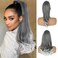 Grey Drawstring Ponytail Salt and Pepper Pony Tails Hair Extensions for Black Women 18inch Synthetic Curly Ponytails Extension Clip in on Hair Pieces for Women