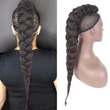 Goddess Braided Ponytail Mohawks Wig Braided High Ponytail Extension for Black Women Goddess Fishtail Braid Ponytail extension Black Yaki Straigh Ponytail Faux Hawk Clip in Ponytail Hair Extensions