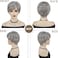 GNIMEGIL Silver Grey Wigs for Senior Women Hair Elderly Wigs with Bangs Layered Natural Hair Styles Short Old Lady Wig Halloween Costume Wigs for Older Ladies Women