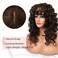 LONAI 23 Inch Brown Curly Wig with Bangs WIG006 Long Vintage Hairstyle with Curly Fringe Synthetic Wig for Women Daily Use Party-Brown