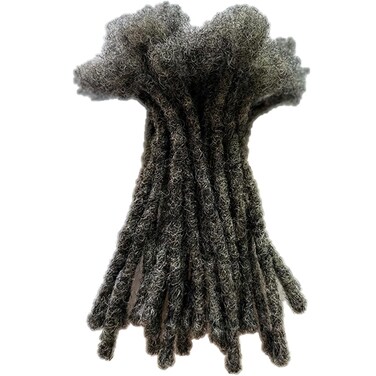 Human Hair Loc Extensions for Man/Women,Permanent Dreadlock Extensions Salt and Pepper #39 (10 Dreads/Bundle)