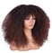 18Inch Long Curly Wig With Bangs for Black Women Afro Bomb Kinky Curly Wig Fluffy and Soft Synthetic Hair（Dark brown）