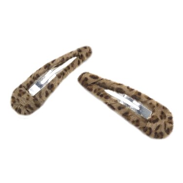 2 Pack Leopard Print Velvet Snap Clips Hair Clips, Stylish, 3.54 inches, for Women Girl