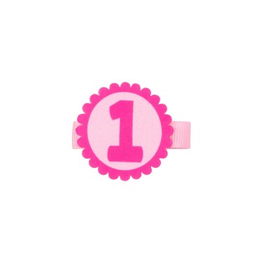 Wee Ones Girls' First and Second Birthday-themed Neon Printed Hair Clips on a WeeStay clip, Handmade, One