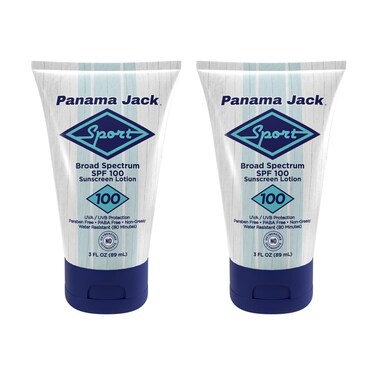 Panama Jack Sport Sunscreen Lotion - SPF 100, Broad Spectrum UVA/UVB Protection, Non-Greasy, PABA, Paraben, Gluten &amp; Cruelty Free, 3 FL OZ (Pack of 2)