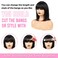 Human Hair Short Straight Bob Wig 150% Density Short Straight Bob Wig With Bangs Brazilian Hair Wigs (Natural Black, 14 Inch)