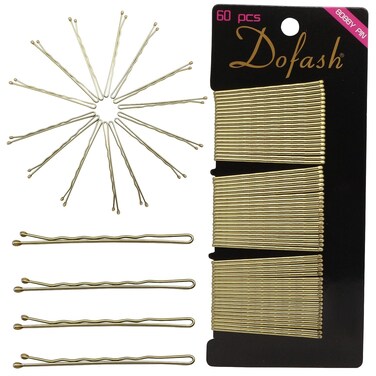 Dofash 5CM/2IN Wavy Bobby Pins Blonde hair on Card Hair Pins for Curls Bobby Pin Case Hair Accessories for Women 60 Count(Blonde)