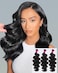Body Wave Bundles Human Hair 100% Unprocessed 12A Virgin Human Hair Bundles 3 Bundles 18 20 22 Inch No Tangle Shedding Quick Weave Natural Black