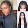 SIMBEAUTY 180% Density Black Box Braided Wigs Pre Plucked Braids Lace Front Wigs for Black Women with Baby Hair Glueless Micro Braids Synthetic African Replacement Hair (26inches-free)