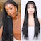 SIMBEAUTY 180% Density Black Box Braided Wigs Pre Plucked Braids Lace Front Wigs for Black Women with Baby Hair Glueless Micro Braids Synthetic African Replacement Hair (26inches-free)