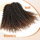 LADY MIRANDA Brown Color Afro kinky Curly Braiding Hair Extensions Jerry Curl Crochet Hair 3X Braid Hair Mixed Dark Brown to Light Brown Short Synthetic Hair Styles (Black&amp;brown)