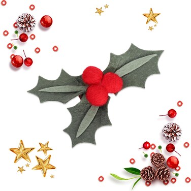 Christmas Holly Hair Clip - Christmas Hair Accessories, Felt Red Holly Berry Hair Clip, Toddler Hair Accessories for Girls, Christmas Gifts for Girls (Christmas Holly Hair Clip)