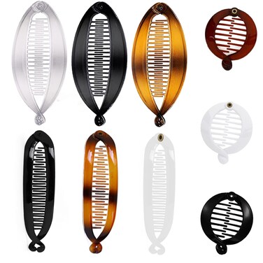 9PCS French Banana Clip Hair Accessories: Small Round Ponytail Holders, Fishtail Styling Combs &amp; Interlocking Clips for Women and Girls (3 Styles)
