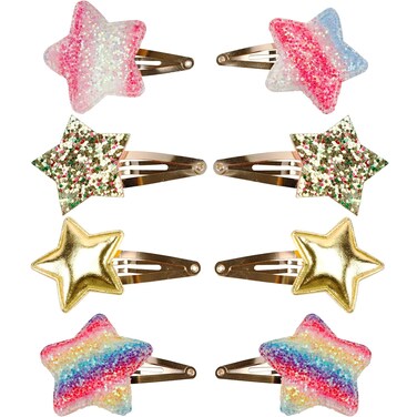8PCS Exquisite Hair Accessories for Girls,Star Shaped Cute Hair Clips,Metal Snap Hair Pins Sparkly Barrettes for Girls Kids