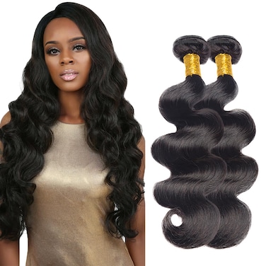 30 32 Inch Body Wave Bundles Human Hair #1B Body Wave Human Hair Weave 2 Bundles 100% Unprocessed Brazilian Virgin Hair Body Wave Bundles Human Hair Extensions for Black Women