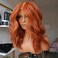 Maycaur Ginger Lace Front Wigs Short Wavy Orange Wigs Bob Hair Heat Resistant Natural Wave Glueless Synthetic Lace Front Wigs for Fashion Women