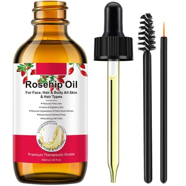 Rosehip Oil 60ml, 100% Pure &amp; Natural Rosehip Oil for Face, Body, Hair, Skin &amp; Hand, Can Be Used on Face Moisturizer, Anti-Aging, Dry Skin Relief, Hair Care. (1Pack-2.02fl.oz)