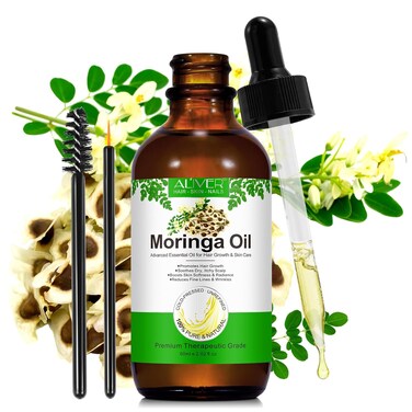 Moringa Oil - Natural Organic Moringa Oil, Moringa Seed Oil For Hair, Face, Anti-Aging, Skin Care, Nourish Hair, Moringa Oil Organic Cold Pressed (2.02 Fl Oz)