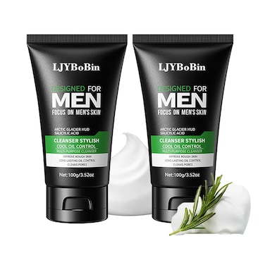 Hydrating Deep Cleaning Mens Face Wash,Daily Long Lasting Moisturizing Exfoliator Mens Face Scrub for All Skin Types,Gentle Oil Control Mens Skin Care Gifts Kit(2PCS)