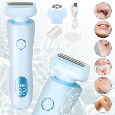 Dusk Razor for Women, Dusk Glide Pro 3.0 Shaver Waterproof Electric Shaver for Women, Silk Glide Pro Shaver 2 in 1 Wet &amp; Dry for Leg Underarm Pubic Area Painless Hair Removal Removable Head(Blue)
