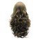 Lushy Hair Wavy Long 24inch Ash Brown Blonde Mix Wig Heat Resistant Heavy Density Realistic Synthetic Lace Front Wig