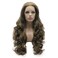 Lushy Hair Wavy Long 24inch Ash Brown Blonde Mix Wig Heat Resistant Heavy Density Realistic Synthetic Lace Front Wig