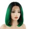 Hair Straight Short 12inch Dark Root Green Ombre Heavy Density Realistic Heat Resistant Synthetic Lace Front Wig