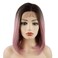 Hair Straight Short 12inch Dark Root Pink Ombre Heavy Density Realistic Heat Resistant Synthetic Lace Front Wig