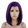 Lace Front Synthetic Wig - Straight Short Silky Two Tone Ombre Purple Root Light Purple Half Hand Tied Heat Friendly Heavy Density Realistic Wig