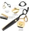 Black Gold Hair Cutting Scissors Professional Stainless Steel Barber Hair Thinning Shears Salon Multifunctional Straight Hair Cutting Shears Teeth Scissors Hair Cutting Scissors Kit for Home Use