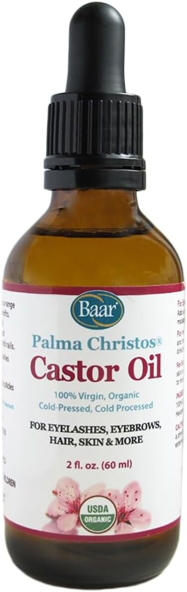 Baar Palma Christos Castor Oil, Organic, 100% Pure, Cold-Pressed, Hexane-Free Products. Helps with Conditions for Hair Growth for Eyebrows, Hair, and Eyelashes. Natural Hair Treatment Oil 2 oz.