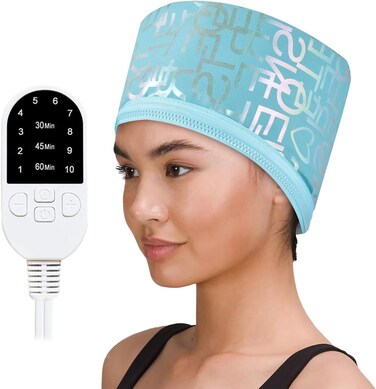 Hair Steamer for Natural Hair Home Use, Heat Cap for Deep Conditioning with Adjustable 2 Modes, and Intelligent Protection Black Hair Women for Scalp Treatment Spa Hair Care, Bronzing Cyan