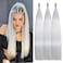 24 Inch Bone Straight Braiding Hair 150g 3 Packs Straight Hair Extensions, White Ariel Straight Ponytail Hair Bundles, Ombre Soft Synthetic Hair for Women (G60#, 24 Inch 3 Bundles)