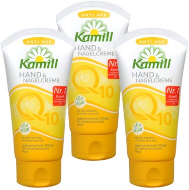 Kamill 3x75 ml Hand &amp; Nail Cream ANTI-AGE with BIO Camomile, UV Filter, Vitamin E and Q10   Germany