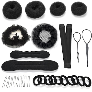 Hair Bun Maker Set 31 Piece Styling Accessory Set The Most Complete Styling Accessory Set (Black)